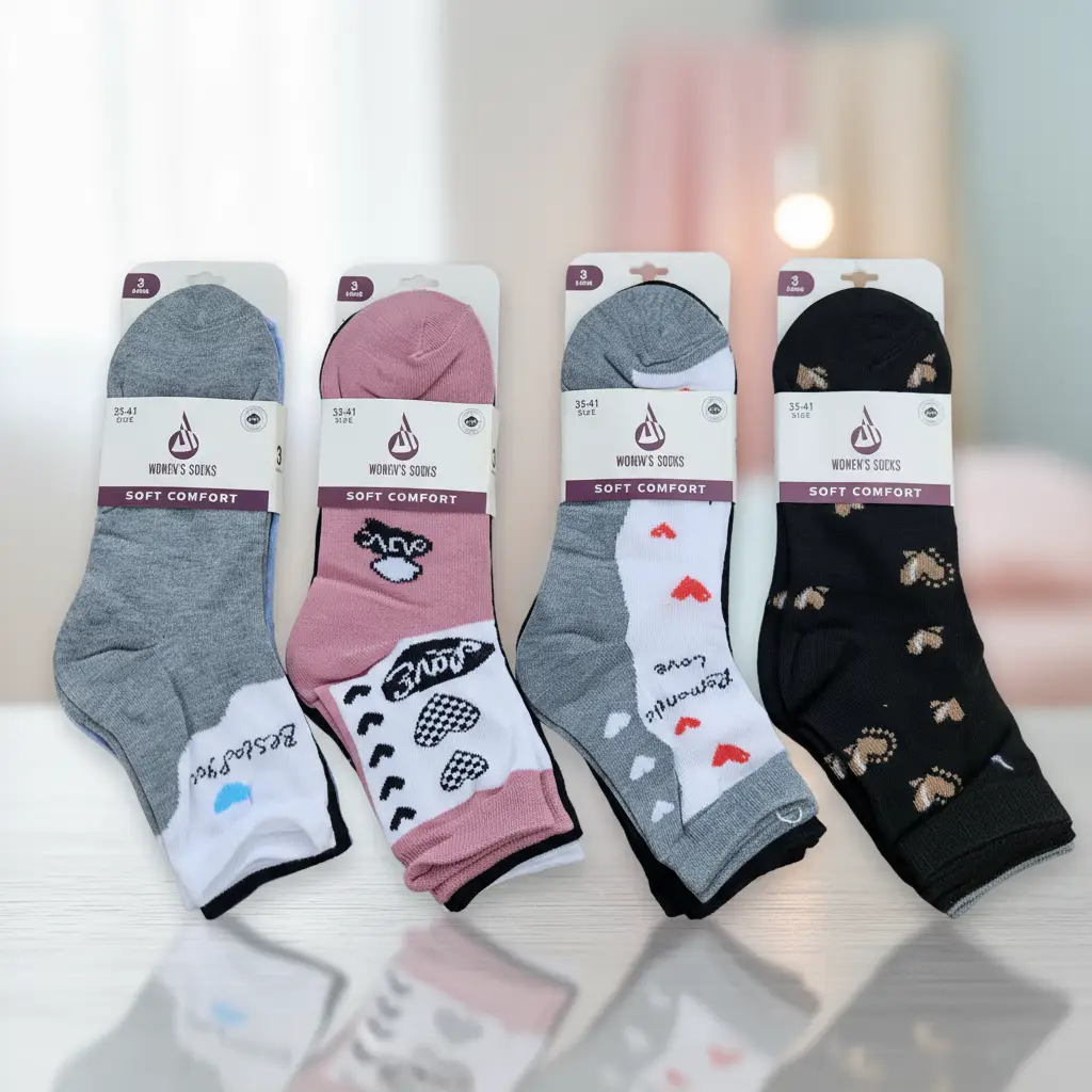 Lot de 12 Paires de Chaussettes Femme Mi-Hautes – Soft Comfort (1) Lot de 12 Paires (0,49€ Pièce) : Chaussettes Femme – Motifs & Couleurs Assortis – Image 1