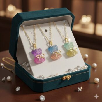 Lot de 3 (2,30€ Pièce) : Collier Dorées pendentif Ourson coloré