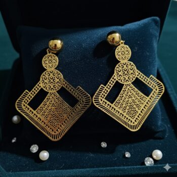 Lot de 20 Mélanges de modèles (1€ la Paire) : Boucles d’Oreilles Dorées pendantes Motif ajouré 6cm – Image 6