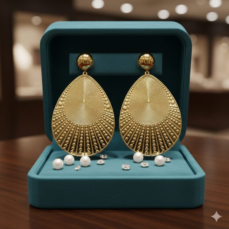 Lot de 3 (2,50€ la Paire) : Boucles d’Oreilles Dorées pendantes Motif 6.5cm