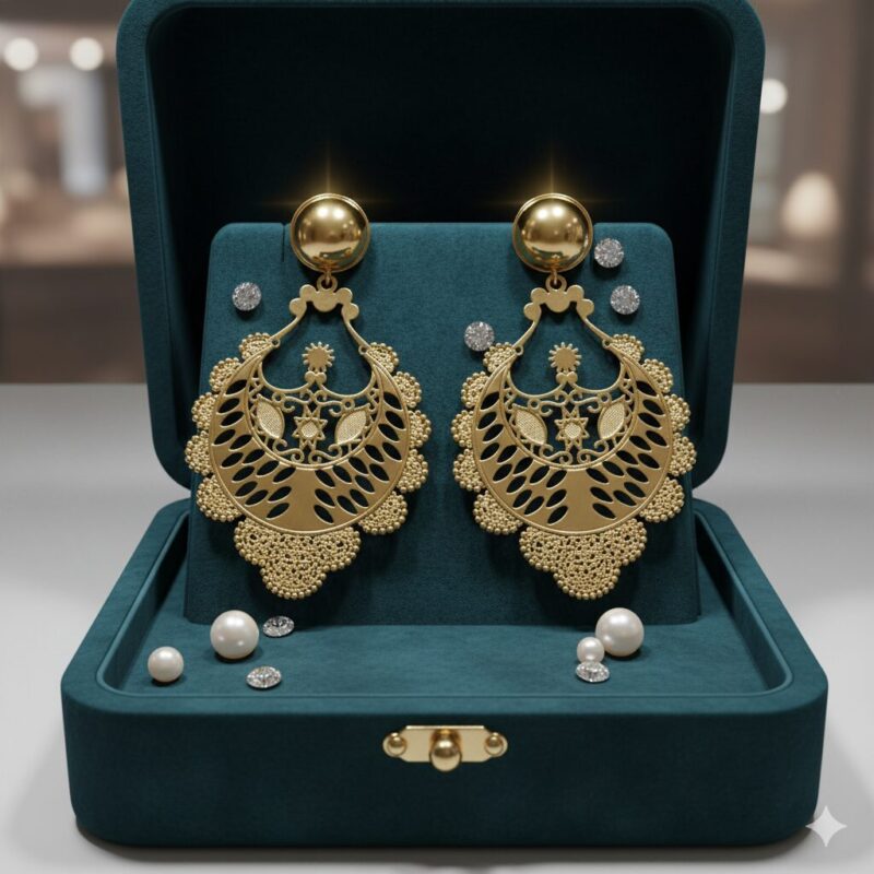 Lot de 3 (2,50€ la Paire) : Boucles d’Oreilles Dorées pendantes Motif ajouré 6cm