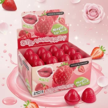 Présentoir de 24 (soit 0,80€ unité) : Lip Gloss Meike Glamour – Fraise