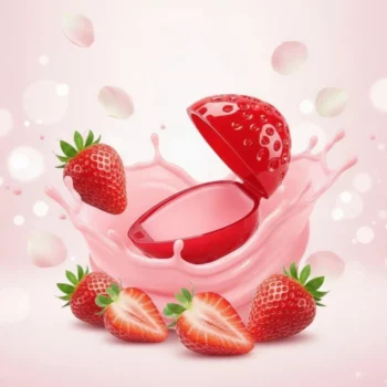 Présentoir de 24 (soit 0,80€ unité) : Lip Balm Meike Glamour – Fraise – Image 2