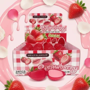 Présentoir de 24 (soit 0,80€ unité) : Lip Balm Meike Glamour – Fraise