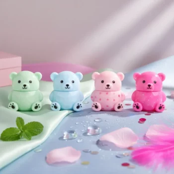 Présentoir de 24 (soit 1,30€ unité) : Baumes à Lèvres Wynie – Ourson Coloré