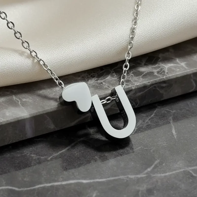 Lot de 3 (1,50€ Pièce) : Colliers Avec Pendentif Coeur & U - Argenté