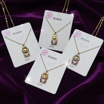 Lot de 4 (2,50€ Pièce) : Collier Doré pendentif Ourson Tendance coloré – Image 3