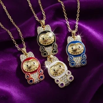 Lot de 4 (2,50€ Pièce) : Collier Doré pendentif Ourson Tendance coloré