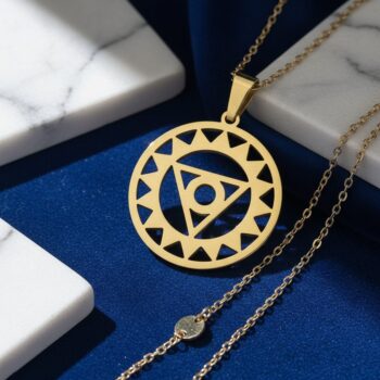 Lot de 3 (1,50€ Pièce) : Collier Avec Pendentif Œil de la Providence - Doré – Image 2