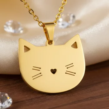 Collier Avec Pendentif Chat  - Doré