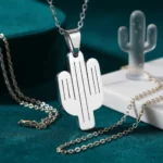 Lot de 3 (1,50€ Pièce) : Collier Avec Pendentif Cactus  - Argenté