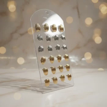 Présentoir de 24 (0,30€ Pièce) : Paires de Boucles d’Oreilles Ovales Striées – Sans Nickel – Image 4