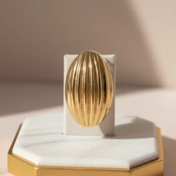 Présentoir de 24 (0,30€ Pièce) : Paires de Boucles d’Oreilles Ovales Striées – Sans Nickel – Image 2