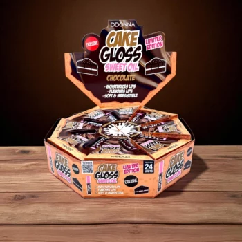 Présentoir de 24 (soit 0,88€ l'unité) : Gloss pour Lèvres CAKE SWEET OIL CHOCOLAT – D'Donna – Image 4