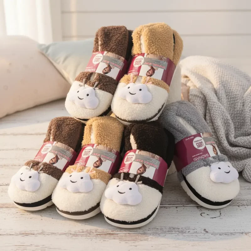 Lot de 12 Paires (2,80€ La Paire) : Pantoufles Femme – Doublure Chaude Thermal Cosy