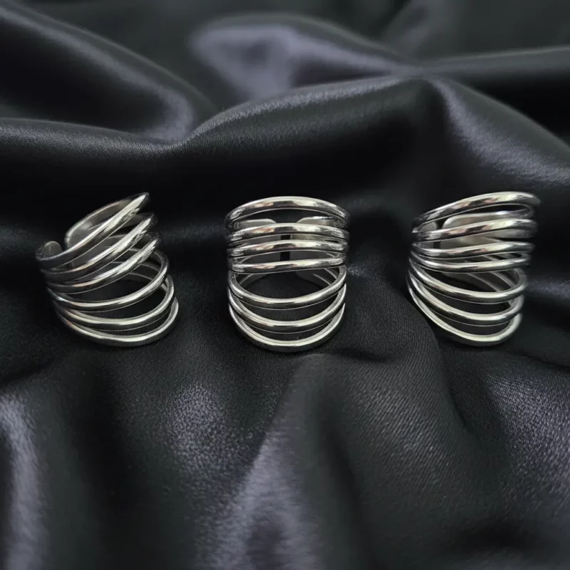 Lot de 3 (2.50€ Pièce) : Bagues Argentée en Acier Inoxydable – Réglables et Adaptables