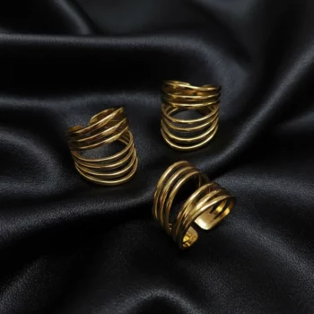 Lot de 100 Bagues (1,70€ Pièce) : Bague Ajustable Doré Qualité N°1- Mélange ± 30 Différentes – Acier Inoxydable – Image 12