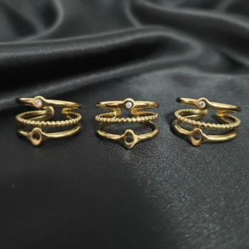 Lot de 100 Bagues (1,70€ Pièce) : Bague Ajustable Doré Qualité N°1- Mélange ± 30 Différentes – Acier Inoxydable – Image 10