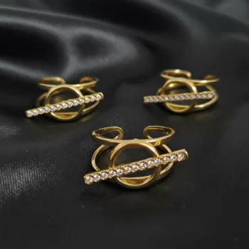 Lot de 100 Bagues (1,70€ Pièce) : Bague Ajustable Doré Qualité N°1- Mélange ± 30 Différentes – Acier Inoxydable – Image 19