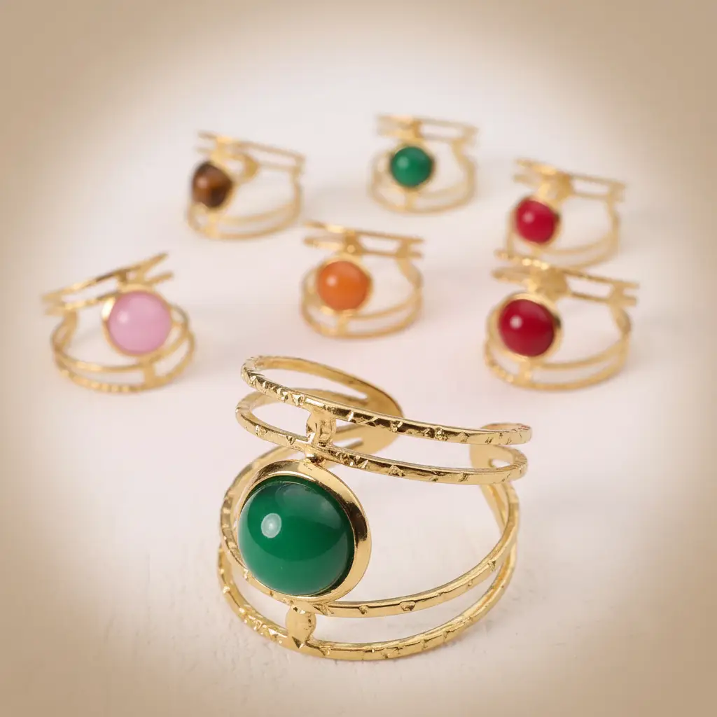 Lot of 12 (€1,90 each): Adjustable Gold & Colored Ring – Stainless ...