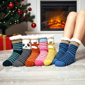 Lot de 12 Paires (2,70€ La Paire) : Chaussettes Pantoufles Femme – Intérieur Fourré & Antidérapant