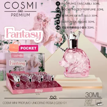 Présentoir de 23 + 1 Tester Gratuit (soit 1,85€ pièce) : Parfum de Poche "Unicorno Rosa" (30ml) - Cosmi Premium – Image 2