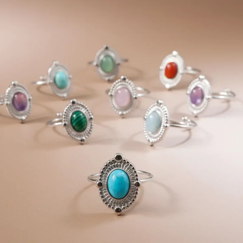 Lot de 12 (1,90€ Pièce) : Bague ajustable Argentée & Colorée – Acier Inoxydable