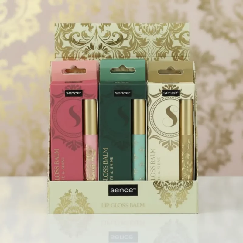 🎄👑Lot de 12 (2.95€ Pièce) : Présentoir Sence Beauty - 12 Gloss Balm "Royal Elegant" (3 Assortiments) 💖