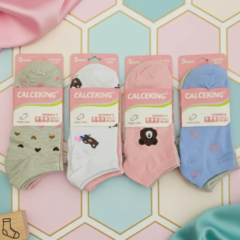 Lot de 12 Paires (0,35€ Pièce) : Chaussettes Femme Courte - 95% coton