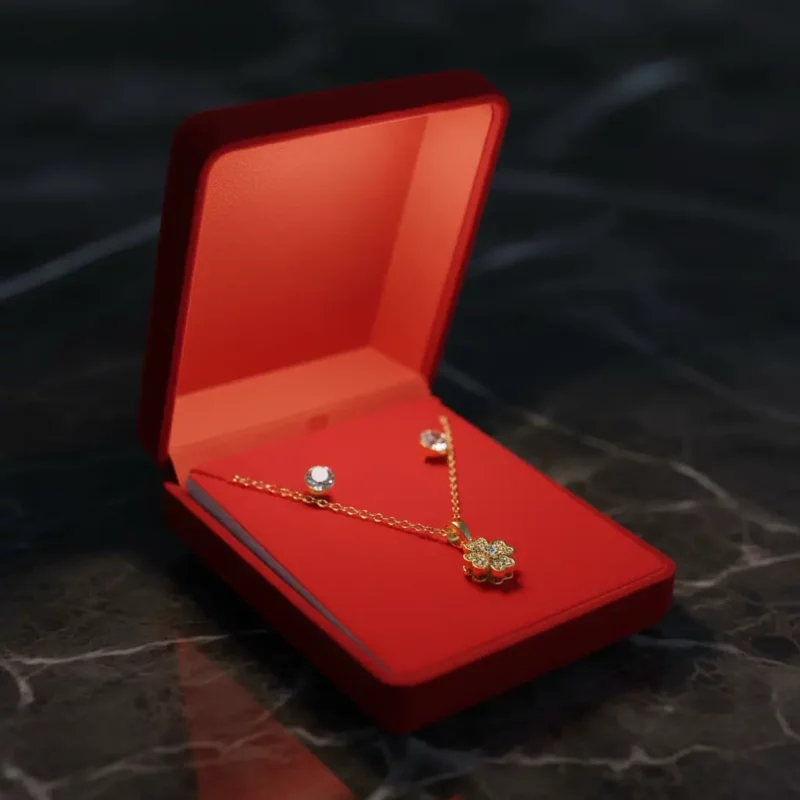 Coffrets Collier et Boucles d'oreilles - Trèffle & Doré et Strass