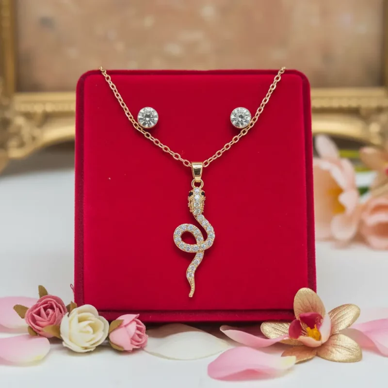 Coffrets Collier et Boucles d'oreilles - Serpent & Doré et Strass