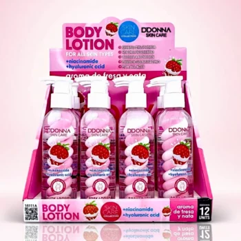 🍓✨ Présentoir de 12 (soit 1,95€ unité) : Lait Corporel DDONNA SKN CARE Fraise & Crème  ✨🍓