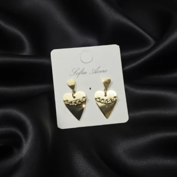 Lot de 3 (2,50€ la Paire) : Boucles d’Oreilles Dorées pendantes Motif Coeur Enchaîné 2.5cm – Image 2