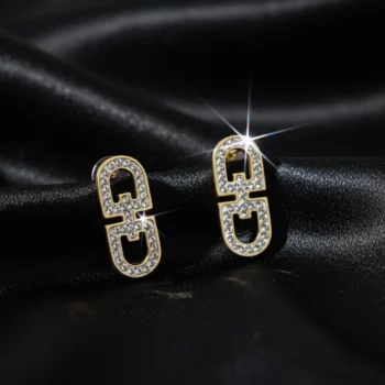 Lot de 3 (2,50€ la Paire) : Boucles d’Oreilles Maillon Dorées & Strass 2cm