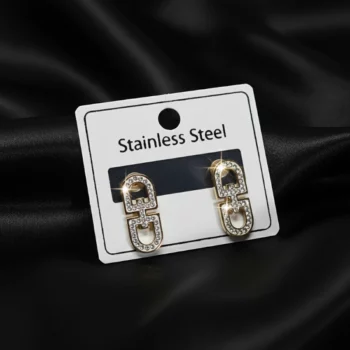 Lot de 3 (2,50€ la Paire) : Boucles d’Oreilles Maillon Dorées & Strass 2cm – Image 2