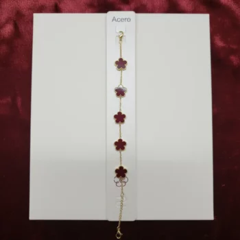Bracelets en Acier Inoxydable 5 trèfles - Doré & Bordeaux – Image 2