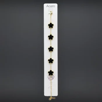 Bracelets en Acier Inoxydable 5 trèfles - Doré & Noir – Image 2