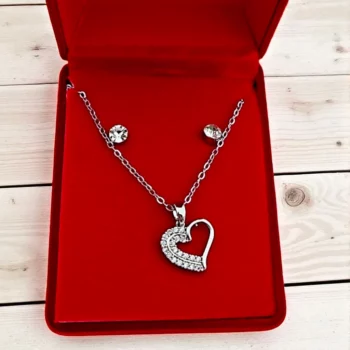 Coffrets Collier et Boucles d'oreilles - Coeur & Argenté et Strass – Image 2