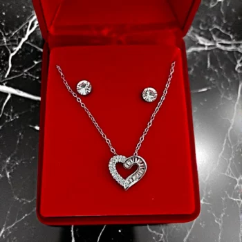 Coffrets Collier et Boucles d'oreilles - Coeur & Argenté et Strass – Image 2