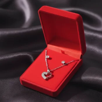 Coffrets Collier et Boucles d'oreilles - Coeur & Argenté et Strass
