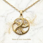 Collier Avec Pendentif Etoile de Mer & Strass Doré - Acier Inoxydable Haute Qualité