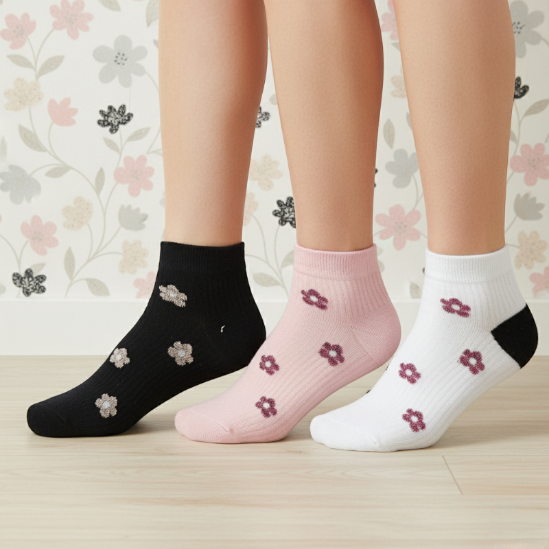 grossiste en chaussette (8) Lot de 12 Paires (0,35€ Pièce) : Chaussettes Femme Courte - 90% coton – Image 1
