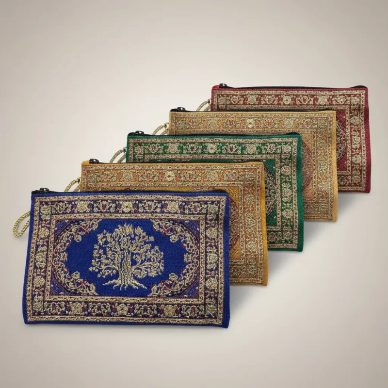 Lot de 5 (1€ Pièce) : Grand Porte-Monnaie “Arbre de Vie” 15cm X 10cm – Mélange de Couleurs