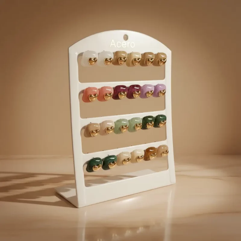 Présentoir de 12 (0,90€ Pièce) : Boucles d'Oreilles Fantaisie - Fermoir Acier Inoxydable