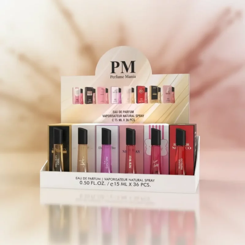 💖💖Présentoir de 36 (1,60€ Pièce) : Eaux de Parfum Femme 15ml PM – Le Must-Have de la Parfumerie🎀✨