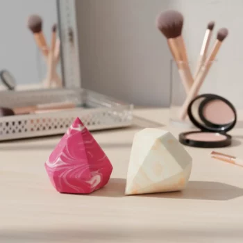 💎Lot de 12 (soit 1,25€ Pièce) : Éponge Maquillage Facettée "Diamant Marbré" – Le Luxe d'un Teint Sculpte ! ✨ – Image 2