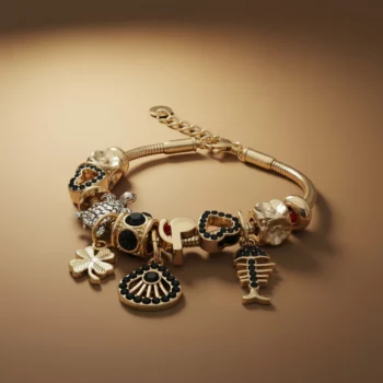 🌟Lot de 6 (2,80€ Pièce) : Bracelet Charm's Doré "Mystic Chance" - Acier Inoxydable & 6 Couleurs Scintillantes 🍀✨ – Image 3
