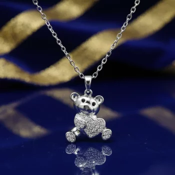 Collier Avec Pendentif Ourson  - Argenté - Acier Inoxydable – Image 2