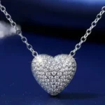 Collier Avec Pendentif Coeur & Strass  - Argenté - Acier Inoxydable