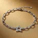 ✨Bracelet Maillons Oversize & Étoile Scintillante💎Acier Inoxydable de Haute Qualité